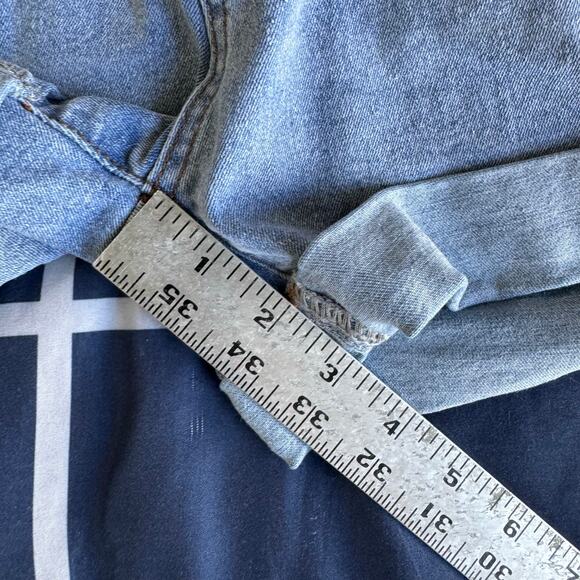 Light Wash Cuffed Denim Shorts High Rise Stretch Size L - Picture 6 of 7